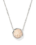 KENDRA SCOTT- Sand Dollar Rhodium Pendant Necklace in Natural Mother of Pearl