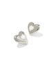 KENDRA SCOTT- Sasha Rhodium Heart Stud Earrings in Ivory Mother of Pearl