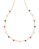 KENDRA SCOTT- Sierra Star Strand Necklace Gold Red White Blue Mix