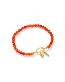 KENDRA SCOTT- Sylvia Gold Stretch Bracelet in Orange Banded Agate