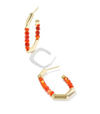 KENDRA SCOTT- Sylvia Gold Hoop Earrings in Orange Banded Agate