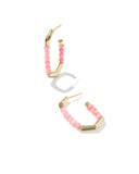 KENDRA SCOTT- Sylvia Gold Hoop Earrings in Pink Chalcedony