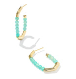 KENDRA SCOTT- Sylvia Gold Hoop Earrings in Teal Amazonite