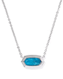 KENDRA SCOTT- Elisa Rhodium Bezel Pendant Necklace in Variegated Indigo Magnesite