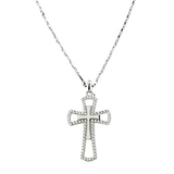 .925 Medium Cross with CZ Necklace