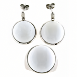 .925 White Agate Ring and Earrings Set