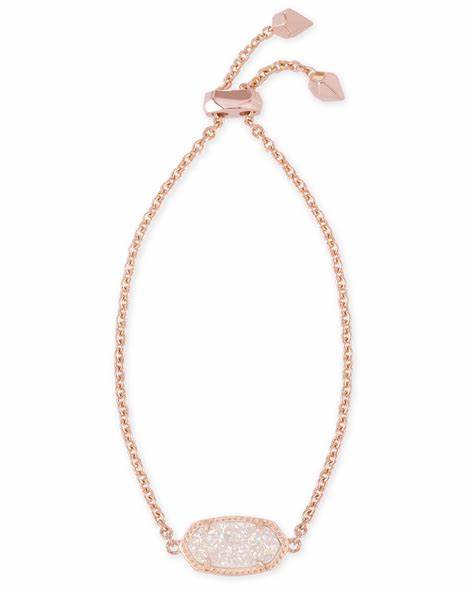 KENDRA SCOTT- Elaina Rose Gold Adjustable Bracelet in Iridescent Drusy