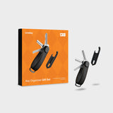 ORBITKEY- Key Organizer Crazy Horse + Multi-Tool v2 Set in Black with Orange Stitching