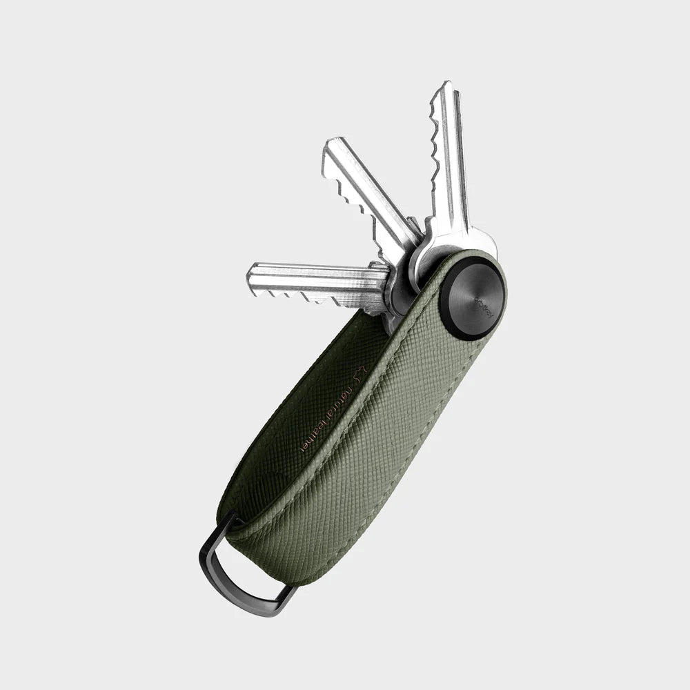 ORBITKEY- Key Organizer Pro in Olive Saffiano Leather