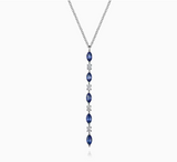 GABRIEL & Co- 14kt Diamond & Marquise Blue Sapphire Vertical Bar Necklace