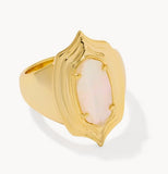 KENDRA SCOTT- Elyse Gold Step. Frame Cocktail Ring in Ivory Mother of Pearl