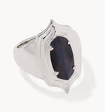 KENDRA SCOTT- Elyse Rhodium Step. Frame Cocktail Ring in Dark Indigo Illusion