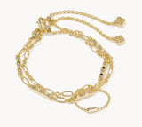 KENDRA SCOTT- Fate Gold Set of 2 Delicate Bracelet in White CZ