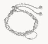 KENDRA SCOTT- Fate Rhodium Set of 2 Delicate Bracelet in White CZ