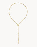KENDRA SCOTT- Fate Gold Lariat Necklace in White CZ