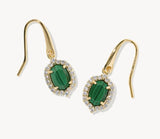 KENDRA SCOTT- Daphne Gold Crystal Frame Drop Earrings in Green Malachite