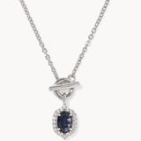 KENDRA SCOTT- Daphne Rhodium Crystal Frame Toggle Necklace in Dark Indigo Illusion
