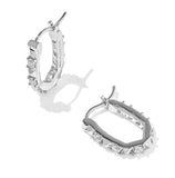 KENDRA SCOTT- Fate Rhodium Huggie Earrings in White CZ