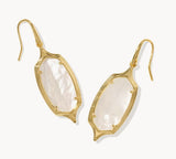 KENDRA SCOTT- Dani Gold Step. Frame Drop Earrings in Ivory Mother of Pearl
