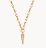 KENDRA SCOTT- Fate Gold Short Pendant Necklace in White CZ