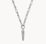 KENDRA SCOTT- Fate Rhodium Short Pendant Necklace in White CZ