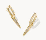 KENDRA SCOTT- Fate Gold Charm Huggie Earrings in White CZ