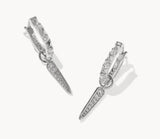 KENDRA SCOTT- Fate Rhodium Charm Huggie Earrings in White CZ