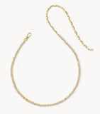KENDRA SCOTT- Fate Gold Tennis Necklace in White CZ