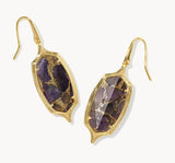 KENDRA SCOTT- Dani Gold Step. Frame Drop Earrings in Bronze Veined Purple Amethyst