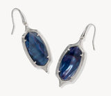 KENDRA SCOTT-Dani Rhodium Step. Frame Drop Earrings in Dark Indigo Illusion