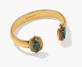 KENDRA SCOTT- Elton Vintage Gold Step. Frame Cuff in Green Malachite