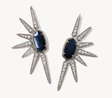 KENDRA SCOTT- Ellie Rhodium Star Statement Earrings in Steel Blue Mother of Pearl