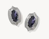 KENDRA SCOTT- Ellie Rhodium Step. Frame Stud Earrings in Dark Indigo Illusion