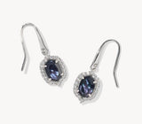 KENDRA SCOTT- Daphne Rhodium Crystal Frame Drop Earrings in Dark Indigo Illusion