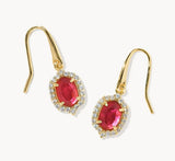 KENDRA SCOTT- Daphne Gold Crystal Frame Drop Earrings in Dark Pink Illusion