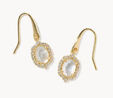 KENDRA SCOTT- Daphne Gold Crystal Frame Drop Earrings in Ivory Mother of Pearl