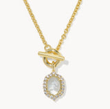 KENDRA SCOTT- Daphne Gold Crystal Frame Toggle Necklace in Ivory Mother of Pearl