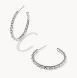 KENDRA SCOTT- Fate Rhodium Hoop Earrings in White CZ