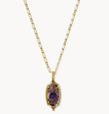 KENDRA SCOTT- Dani Gold Step. Frame Long Necklace in Bronze Veined Purple Amethyst
