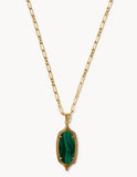 KENDRA SCOTT- Dani Gold Step. Frame Long Necklace in Green Malachite