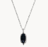 KENDRA SCOTT- Dani Rhodium Step. Frame Long Necklace in Dark Indigo Illusion