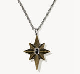 KENDRA SCOTT- Fate Rhodium Star Pendant Necklace in Golden Obsidian