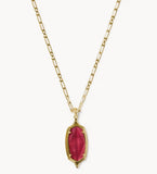 KENDRA SCOTT- Dani Gold Step. Frame Long Pendant Necklace in Dark Pink Illusion