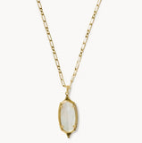 KENDRA SCOTT- Dani Gold Step. Frame Long Pendant Necklace in Ivory Mother of Pearl
