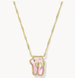 KENDRA SCOTT- Ballet Gold Short Pendant Necklace in Blush Mother of Pearl