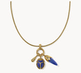 KENDRA SCOTT- Catherine Vintage Gold Charm Necklace in Blue Lapis