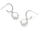 KENDRA SCOTT- Tomon Rhodium Huggie Earrings in Ivory Mother of Pearl