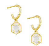 KENDRA SCOTT- Tomon Gold Huggie Earrings in Ivory Mother of Pearl