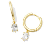 KENDRA SCOTT- Cailin Gold Single Stone Huggie Earrings in White Crystal