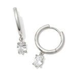 KENDRA SCOTT- Cailin Rhodium Single Stone Huggie Earrings in White Crystal